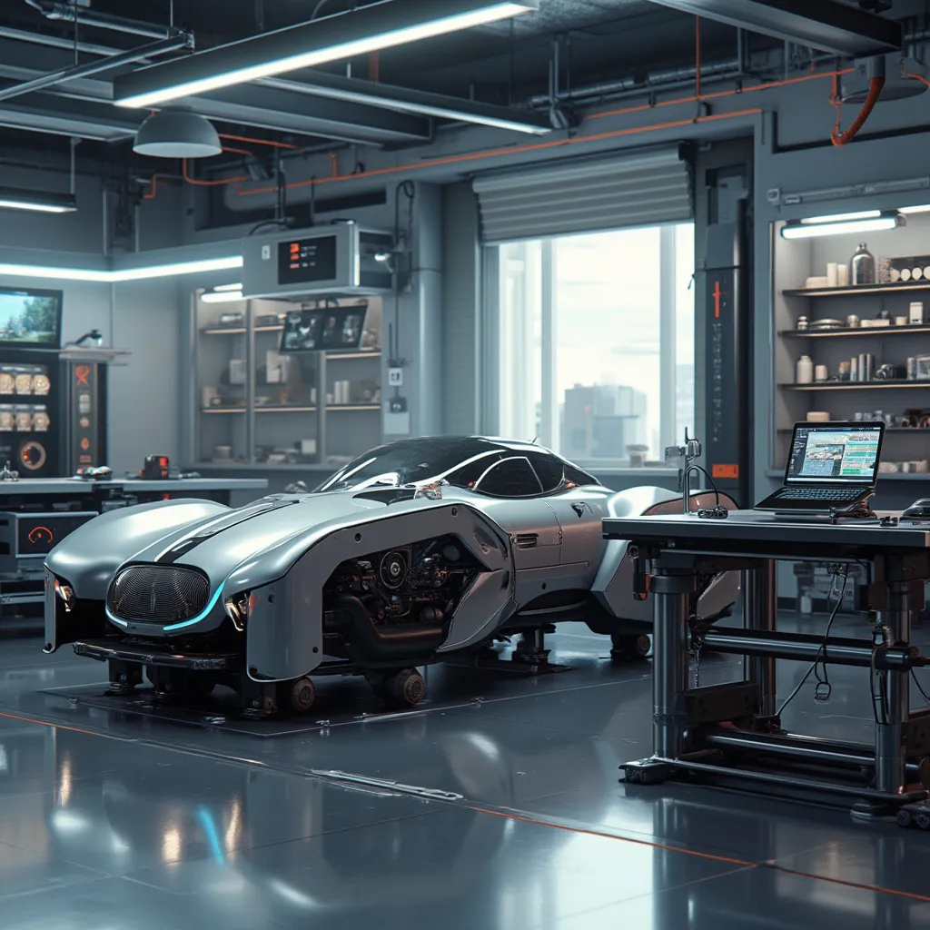 Taller moderno de Autoshop Futurista